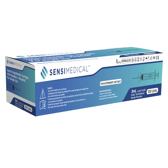 Sensimedical 3 mL Syringe, Luer Lock — With Needle (21G × 1”)