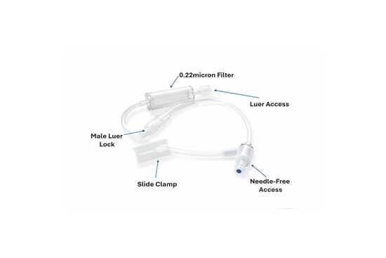 Straight-Type Extension Set, Standard Bore, 0.2 Micron Filter